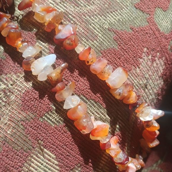 Real agate necklace, lightly polished stones, amber colouring - Picture 13 of 13